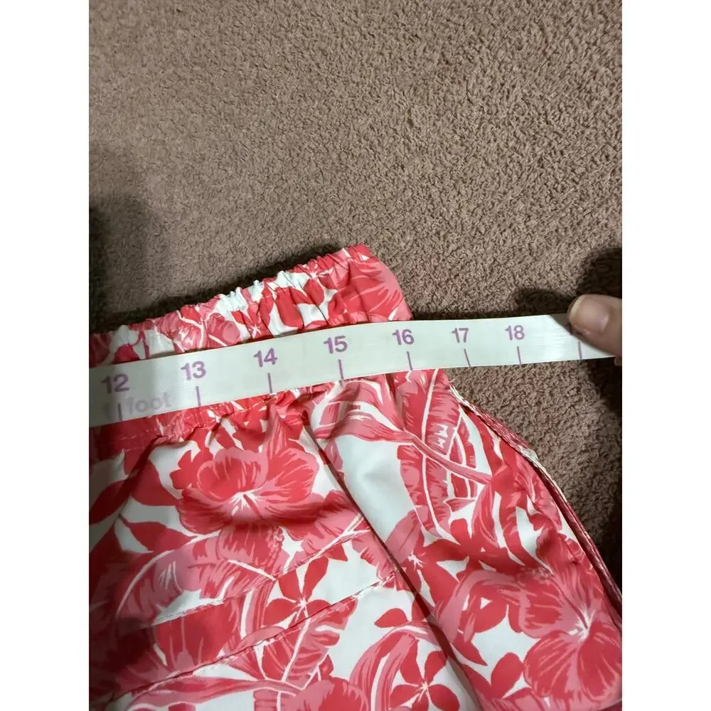 Nautica Men‎ Swim Trucks Swimsuit Size XL Pink Floral Plant Hawaiian 5” Inseam